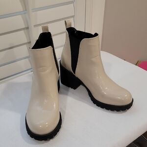 Dirty Laundry Shiny Beige Ankle Booties